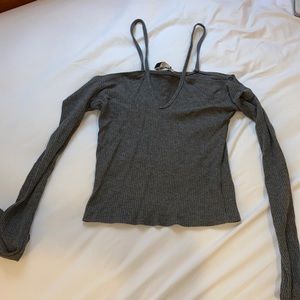 Emma and Sam grey ribbed crop top